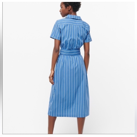 J. Crew Blue Striped Midi Dress Size 12 2270 - Picture 2 of 11